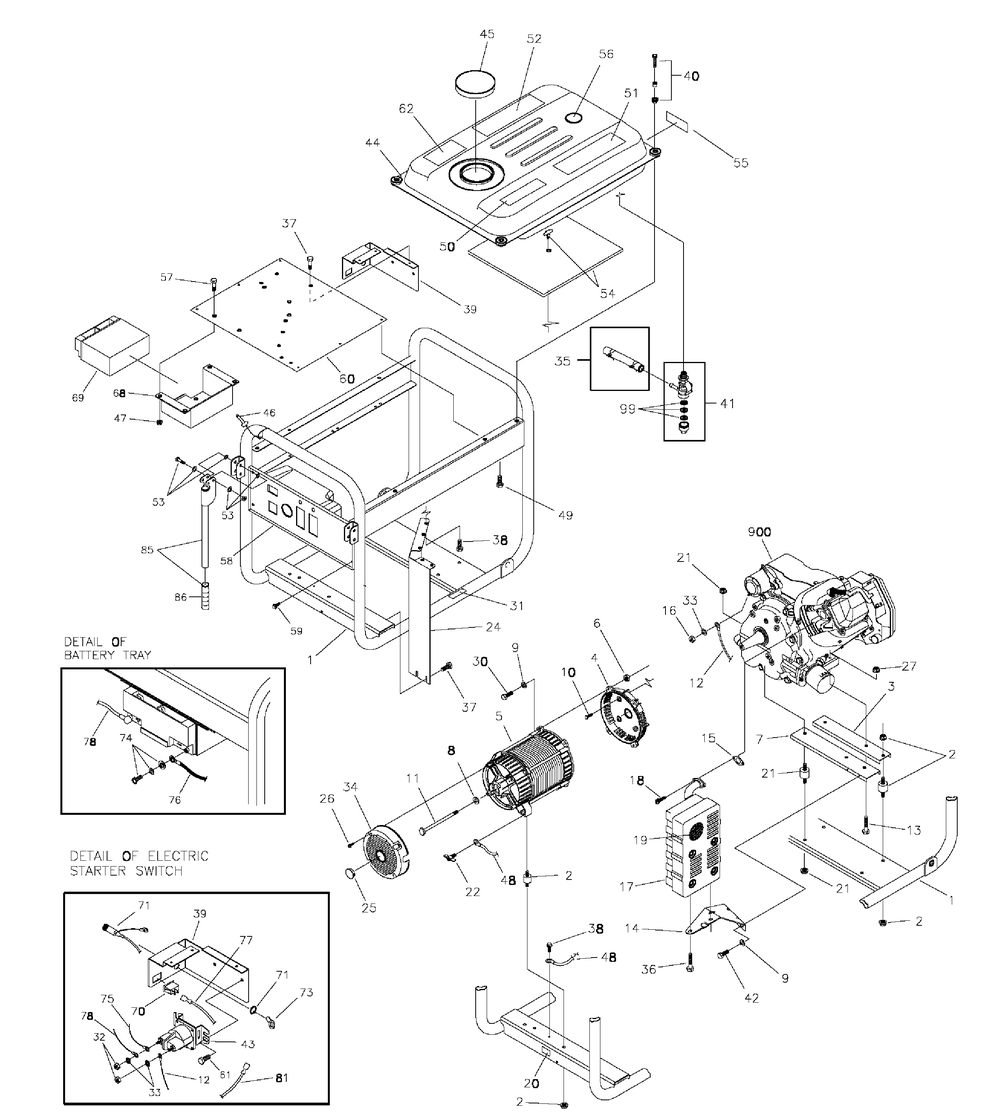 Main Unit (197933) Diagram and Parts List for 030244-01  Briggs and Stratton Generator